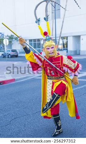 LAS VEGAS - FEB 21 : man dressed as monkey king participates at the Chinese New Year parade held in Las Vegas , Nevada on February 21 2015