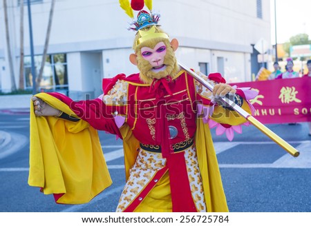 LAS VEGAS - FEB 21 : man dress as monkey king participates at the Chinese New Year parade held in Las Vegas , Nevada on February 21 2015