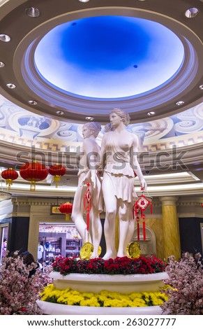 LAS VEGAS - FEB 18 : The casino of Ceasars Palace on February 18, 2015 in Las Vegas. Caesars Palace is a luxury hotel and casino located on the Las Vegas Strip. Caesars has 3,348 rooms in five towers