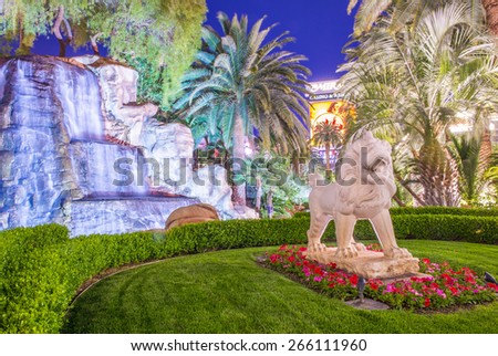 LAS VEGAS - MARCH 18 : The garden at the Mirage Hotel in Las Vegas on March 18 2015, The hotel Opened in 1989, and it has 2.884 rooms and a casino with 100,000 square feet of gaming space.