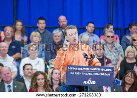 LAS VEGAS - APRIL 11 :Republican presidential candidate U.S. Sen. Rand Paul speaks during a rally in Las Vegas, Nevada on April 11 2015