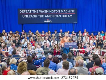 LAS VEGAS - APRIL 11 :Republican presidential candidate U.S. Sen. Rand Paul speaks during a rally in Las Vegas, Nevada on April 11 2015