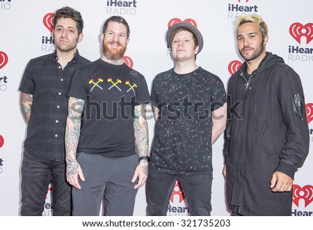 LAS VEGAS - SEP 19 :  (L-R) Joe Trohman, Andy Hurley, Patrick Stump and Pete Wentz of Fall Out Boy attends the 2015 iHeartRadio Music Festival on September 19, 2015 in Las Vegas, Nevada.
