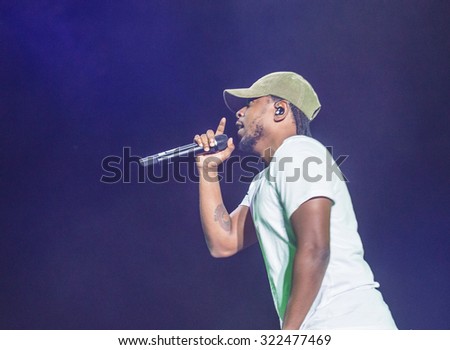 LAS VEGAS - SEP 27 : Recording artist Kendrick Lamar performs onstage during day 3 of the 2015 Life Is Beautiful Festival on September 27, 2015 in Las Vegas, Nevada.