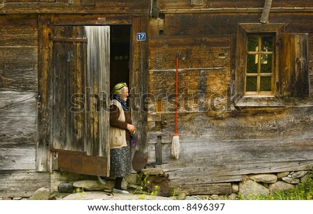 Old turkish woman near here house in east Turkey