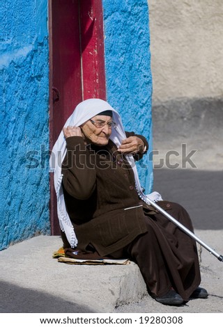 June 2008 Ankara Turkey - Old traditional Turkish woman