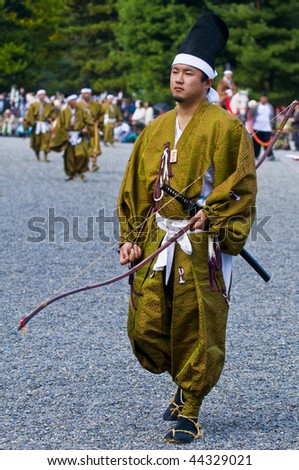 KYOTO, OCTOBER  22: a participant on The Jidai Matsuri (Festival of the Ages) held on October 22, 2009  in Kyoto, Japan . It is one of Kyoto\'s renowned three great festivals.
