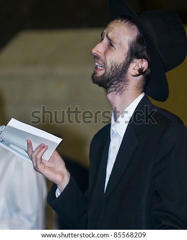 JERUSALEM - SEP 26 : Jewish man prays during the penitential prayers the \