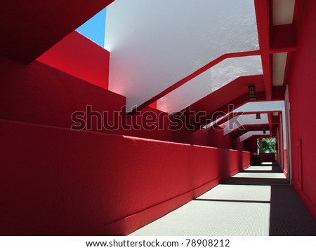 red modern colorful corridor