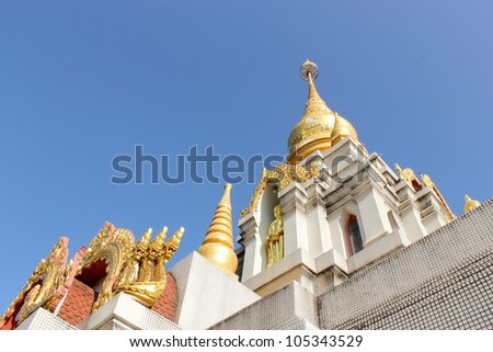 Great white pagoda on the top of hill,Chiang Rai Thailand