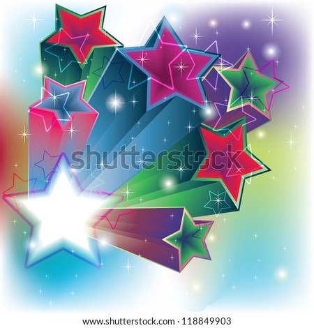 Stars estrude for an energy colorful card background