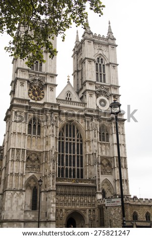 The Westminster Abbey in the center of London, the capital of the United Kingdom
