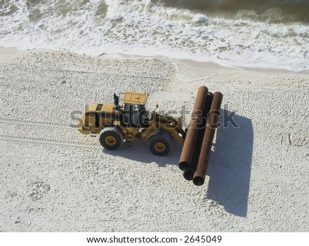 Construction pipes - beach, Gulf Shores, Alabama