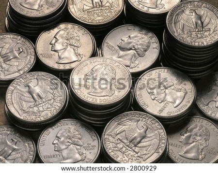 Stacks of Quarters heads and tails
