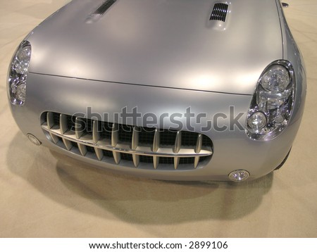 Retro Luxury Sports car front with grille