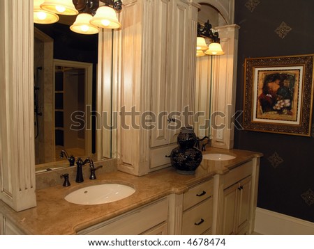 Luxury House Marble Bathroom with sink and mirror
