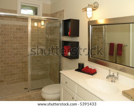 Vessel Sinks Bathroom on Luxury House Marble Bathroom With Bowl Sink And Mirror Stock Photo