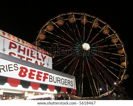 Carnival Concession Stand with Burgers Drinks Ferris Wheel