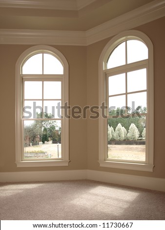 Luxury Double Arch glass Window view of trees