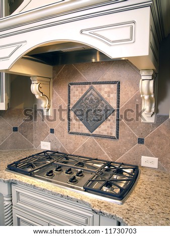 Luxury Kitchen Cooktop Burners with Ornate Hood