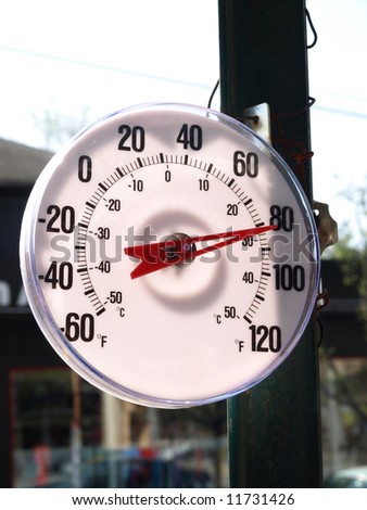 Outdoor Fahrenheit Circular Thermometer displaying 81 degrees