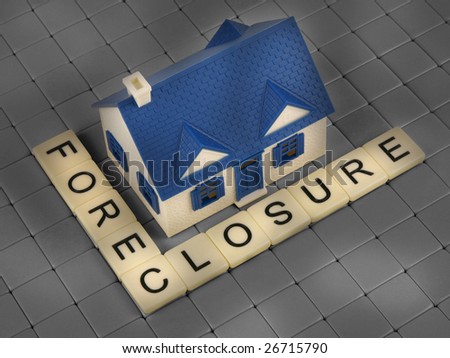 Foreclosure house with letter tiles view from above
