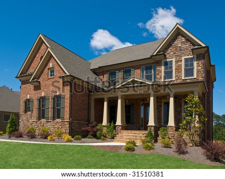 Model Luxury Home Exterior side view with columns