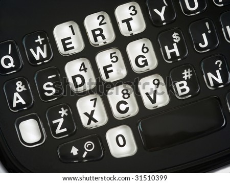 Smart Phone keypad Qwerty keys close up