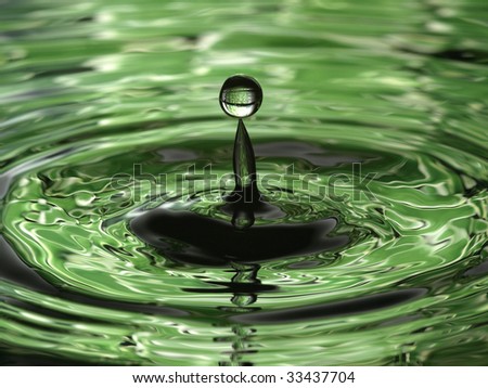 Water Droplet Ripple Pattern with Green Swirling