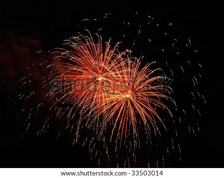 July 4th Fireworks celebration double burst spray
