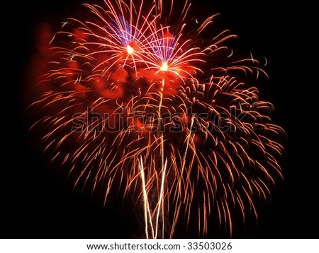 July 4th Fireworks orange burst with purple