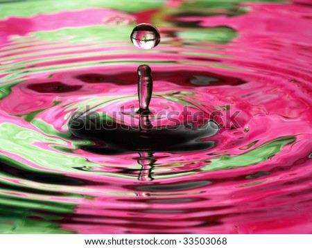 Water Droplet Ripple Pattern with pink green swirl