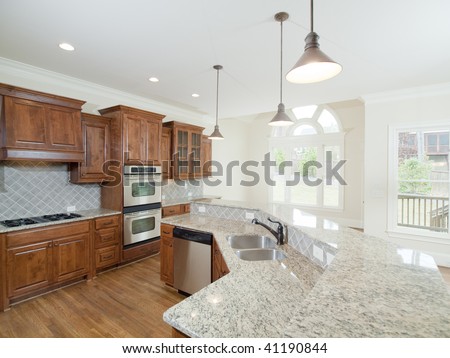 Model Luxury Home Interior Kitchen with arch window