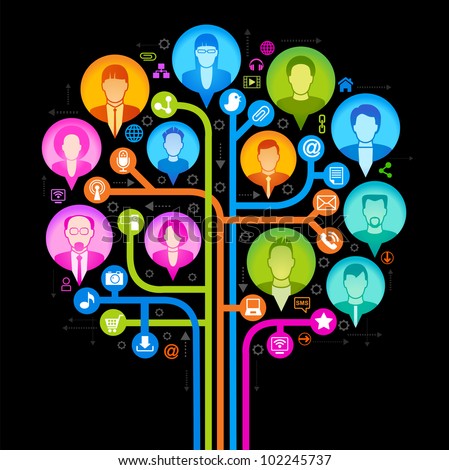 social network, communication in the global computer networks - stock vector