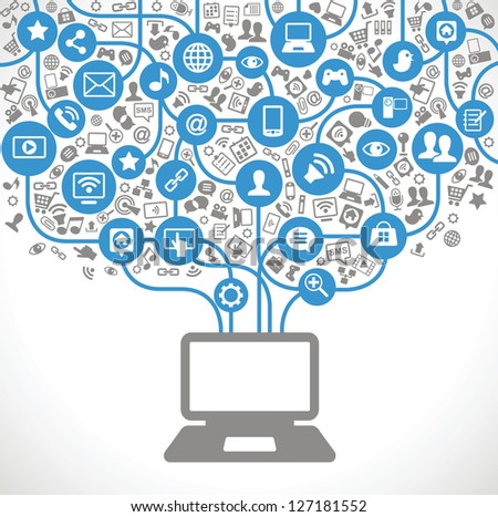 vector background of the icons social computer network vector background of the icons social computer network