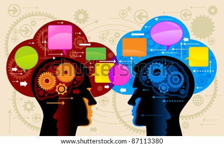 Communication person.people talk, think - stock vector