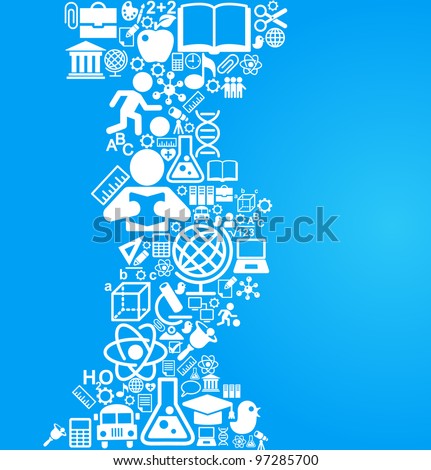 vector background of the many icons on the topic of education