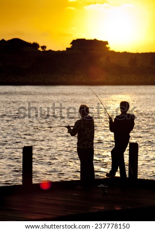 Friends Fishing Silhouette