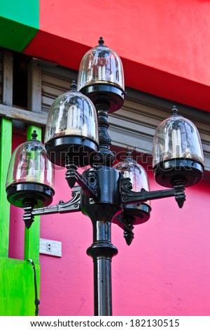 ornate lamp post on street