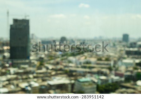 BANGKOK THAILAND-JUNE 02:Bangkok City. Landscape tower city in Bangkok Focus blur. on June 02,2015 in Bangkok,Thailand