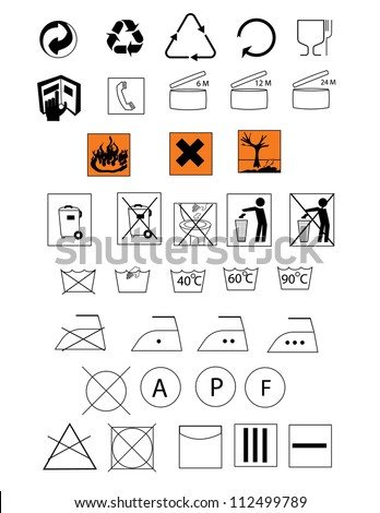 Symbols for  packaging,hazard and textile care