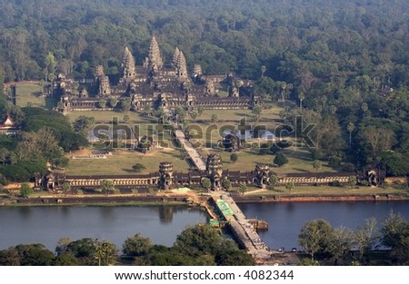 Angkor Wat bird's eye view (due to the haze, the image is slightly grainy).