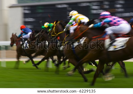 The Horse Racing at Hong Kong Jockey Club. (got some noise due to high ISO and blurry for motion effect)