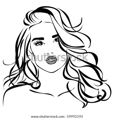 Beautiful Woman Face Close-Up. Vector Silhouette. - 59992195 : Shutterstock