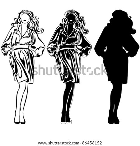 A Lot Of Vector Black Silhouettes Of Beautiful Women On White