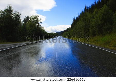wet road after the rain