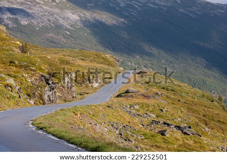 empty mountain road at the nordic mountains