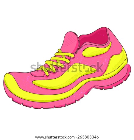 Running shoes isolated on white background. Vector illustration of sport shoes, symbol of running and other sports.