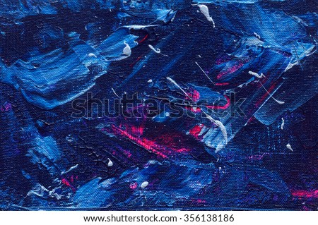 Acrylic painting abstract texture. Space colors, mix of blue and purple. Galaxy inspired artistic background, horizontal backdrop