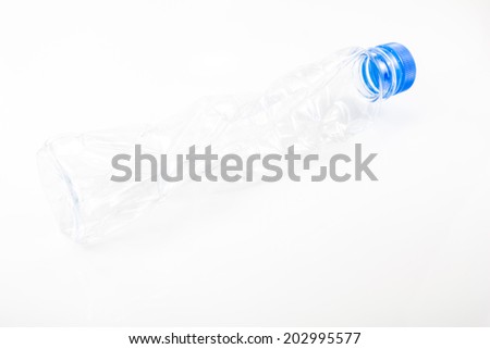 plastic water bottle for recycling on white background